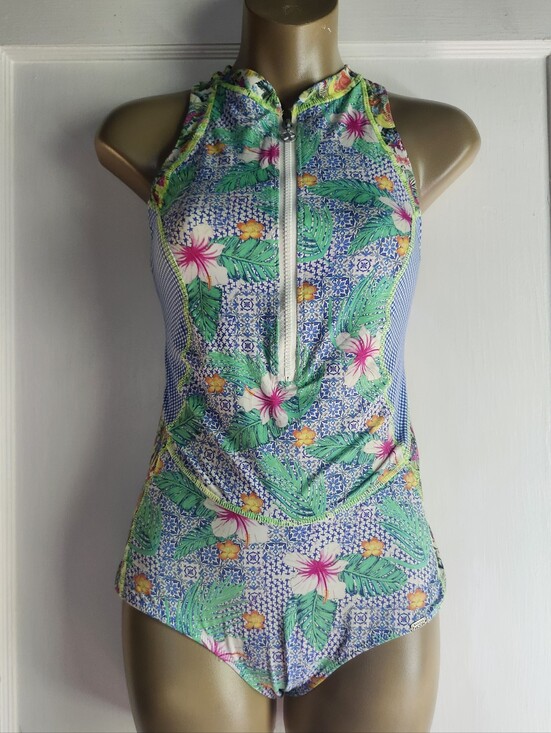 Bananamoon Other - Banana Moon Tropical Floral One-Piece Swimsuit with Front Zip SMALL